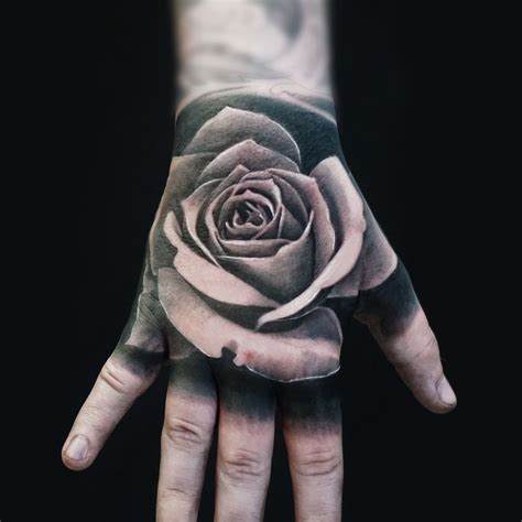 roses on hand tattoo|realistic rose tattoo stencil.